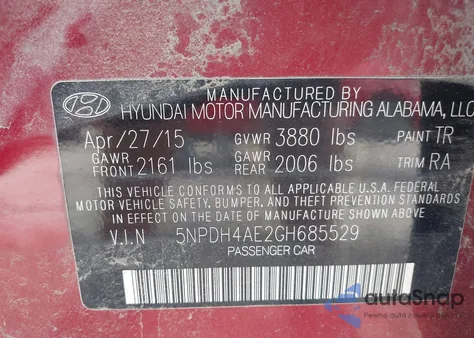 2016 Hyundai Elantra Se из США, поврежденный, VIN 5NPDH4AE2GH685529